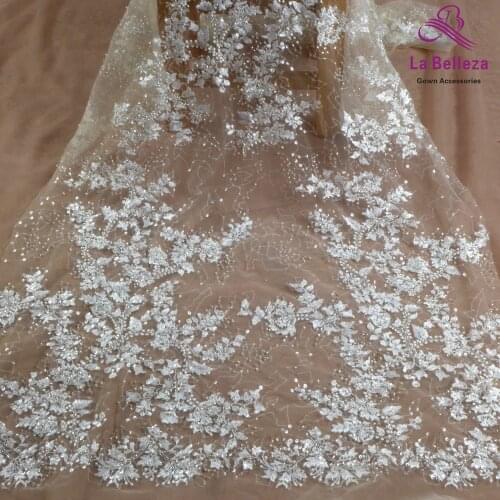 La Belleza 2021 New fashion bridal lace,tree patterns lace fabric,beads sequins wedding dress lace fabric 51'' width 1 yard