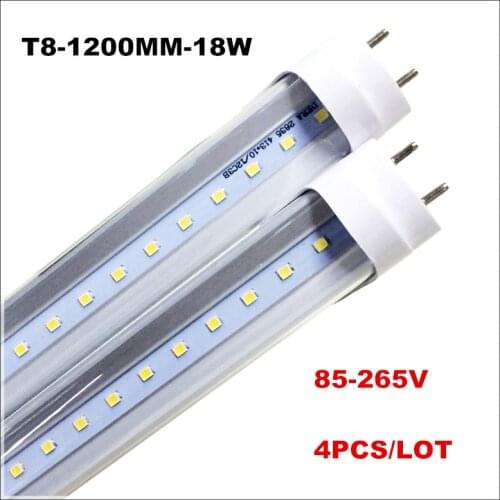 T8 LED 4 Feet Tube Lamp 18W 22W 4FT Tubes Light G13 1200mm Replacement Fluorescent Fixture AC85-265V LED Tube Milky Clear Cover