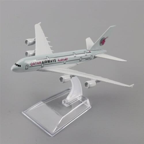 TAIHONGYU 16cm Airbus A380 Qatar Airway Airplane Model w/Stand Collections Metal Diecast Toys Gift Kids Collections Display