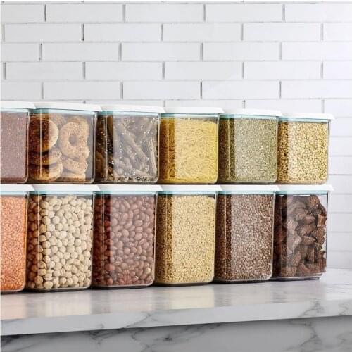 12 PCS Storage Box Sealed Kitchen Storage Box Transparent Food Canister Keep Fresh New Clear Acrylic Container Storage