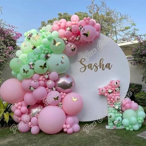226pcs Macaron Pink Wedding Kid Birthday Party Background Baby Shower Mint Green Holiday Decoration Balloon Garland Arch Kits