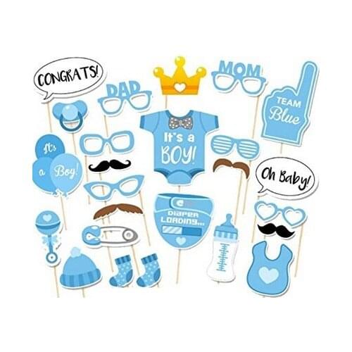 26pcs Its a Boy Gender Reveal Baby Shower Blue Photobooth Props Newborn Boy Party Decorations Oh Baby Party Supplies