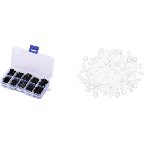 300PCS M3 Nylon Hex Screw Nut Spacer Standoff Varied Length Assortment Black with 100PCS Tube Rubber