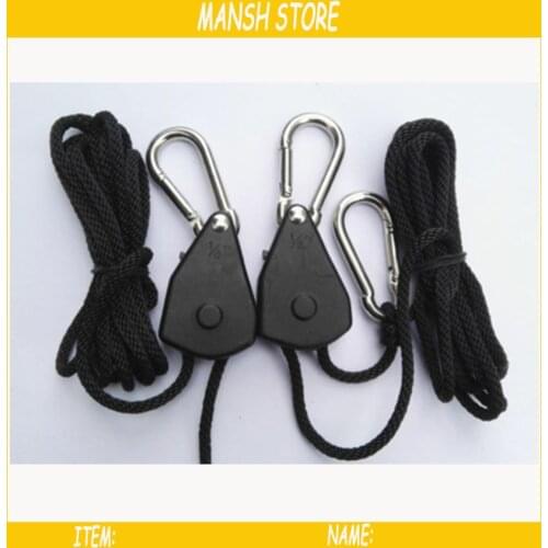 4 pairs/lot Lighting Pulley Rope Ratchet Hanger Light lifter with Ratchet Adjustable Rope Hanger Grow Light Hanger
