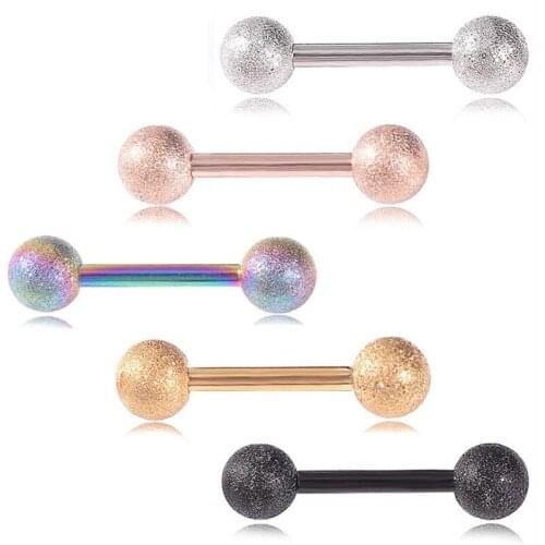 5Pcs/lot New 14G Frosted Tougue Nail Nipple Piercing Titanium Women Nipple Rings Ear Bone Bar Studs Fashion Body Jewelry
