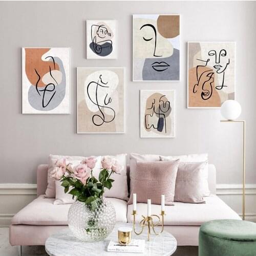 Abstract Line Color Block Body Art Nordic Posters And Prints Wall Art Canvas Painting Wall Pictures For Living Room Decor