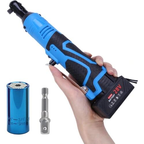 JUNEFOR Cordless Electric Wrench Rechargeable 3/8'' Ratchet Electric Wrench Battery Socket to Removal Screw Nut Car Repair Tool