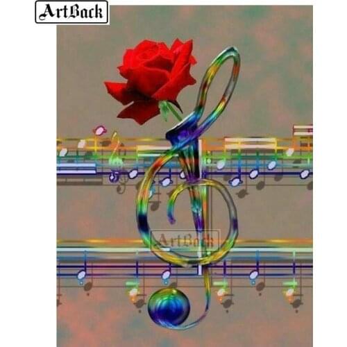 New Arrival 5d diy diamond painting rose music full square drill 3d diamond mosaic handicraft home decoration painting ARD226