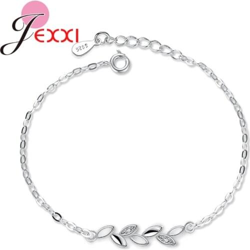 Cheap Promotion 925 Sterling Silver Jewelry Bracelet Shining White Austria Crystal Paved Leaves Branch Original Design Best Gift