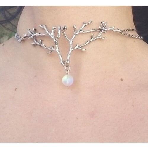 Deer antlers choker necklace silver branch choker, elven necklace