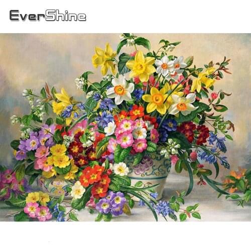 Evershine Diamond Painting Flowers 5D Full Square Rhinestone Embroidery Full Set Needlework Cross Stitch Home Decoration