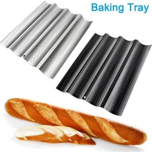 French Bread Baking Mold Bread Wave Baking Tray Practical Cake Baguette Mold Pans 3/4 Groove Waves Bread Baking Tools