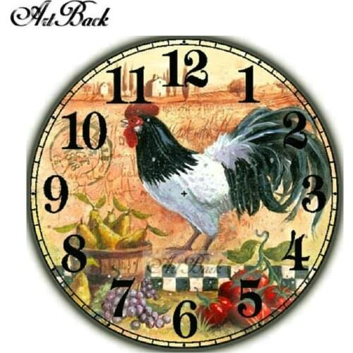 ArtBack full square /round cock icon 5d diamond painting clock embroidery 3d resin diamond mosaic sticker decoration