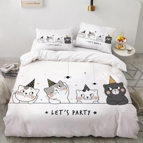 Lovely Party Cats Bedding Set Animal 3d Bed Linen Quilt Duvet Cover Sets Home Textile Decor Twin Single Queen King Size Fashion