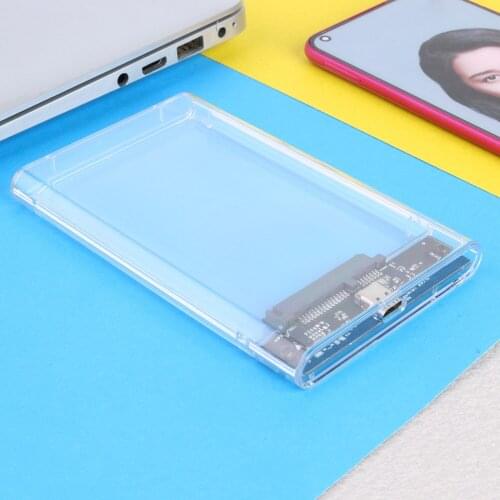 2.5 inch SATA HDD SSD Mobile Enclosure Disk Case Box External Hard Disk for PC Transparent USB 3.1 Type-C Hard Drive Box