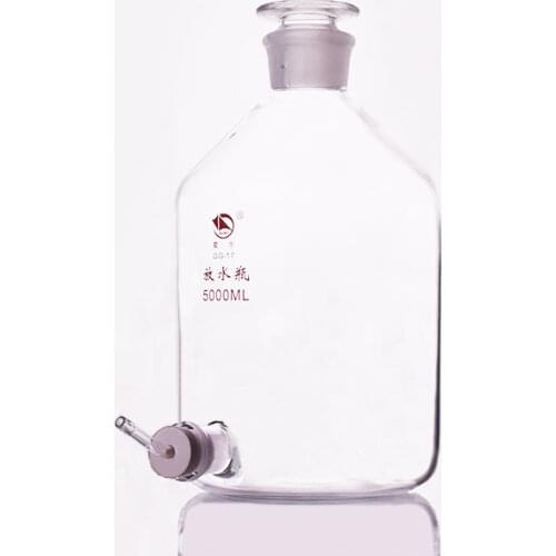 Laboratory aspirator bottle 5000ml,High borosilicate water bottle (colorless),With rubber plug faucet distilled water bottle
