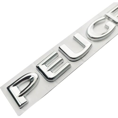 Metal Letters Emblem Logo For Peugeot 107 206 207 208 308 307 407 508 2008 3008 Car Styling Car Front Rear Trunk Badge Sticker