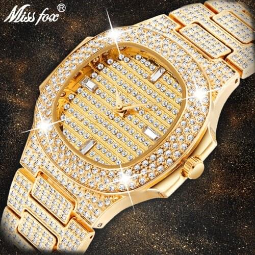 MISSFOX Brand Watch Quartz Ladies Gold Fashion Wrist Watches Diamond Stainless Steel Women Wristwatch Girls Female Clock Hours