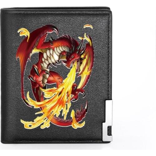 Fashion Cool Dragon Printing Mens Wallet Leather Purse For Men Credit Card Holder Short Male Slim Coin Money Bags