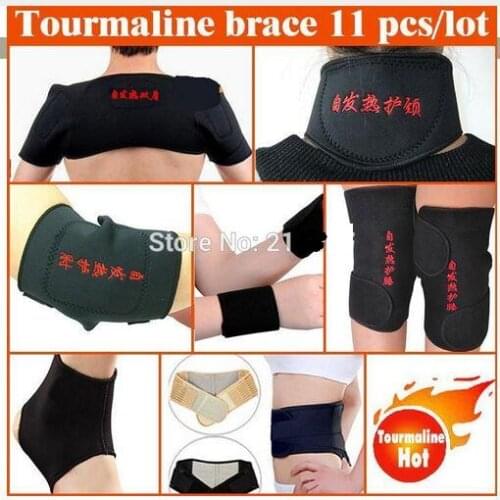 11 in 1 self heating Spontaneous Tourmaline Magnetic Belt Set Protector Therapy Massager for Waist knee Elbow Support brace