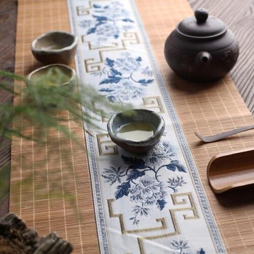 Natural Bamboo Table Runner Handmade Vintage Tea Cup Mat Placemat Japanese Table Flag Home Cafe Restaurant Decoration Coasters