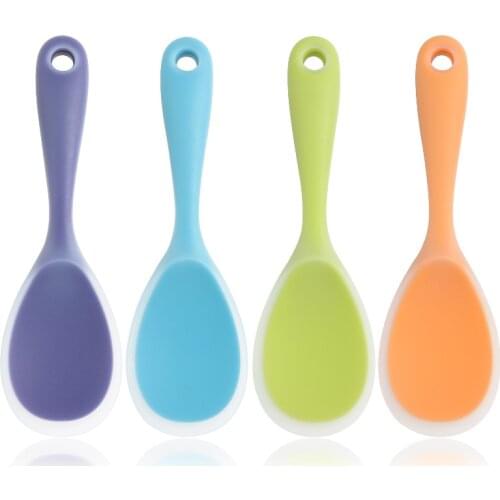 New Colorful Silicone Spoon Heat Resistant Non-stick Rice Spoons Kitchenware Tableware Learning Spoon Cooking Kitchen Tool