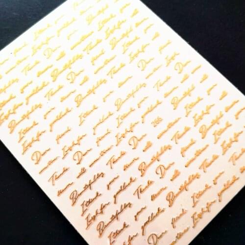 Newest U+266 nail sticker 3D golden letter words nail decals Japan Korea type DIY decorations for nail tools