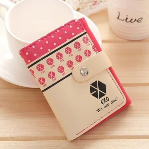 New kpop EXO sehun Short pocket Five-color women wallets moda mujer 2021 purses optional EXO hand ring to send one