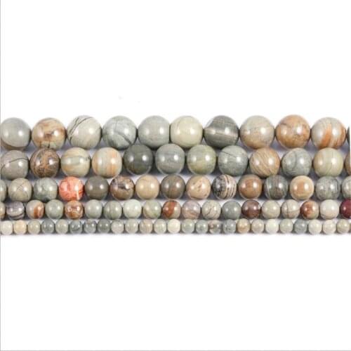 Wholesale Natural stone Top Silverly Leaf Jaspers Natural Stone For Jewelry Making DIY Bracelet Necklace Material 4/6/8/10mm