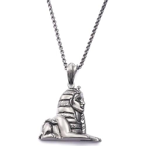Sphinx Pendant Mens Domineering Titanium Steel Lion Vintage Accessories