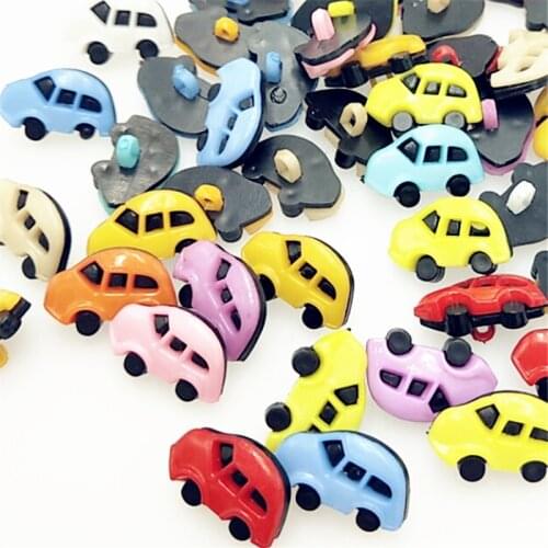 50Pcs 17mm Mix Color Cute Car Plastic combined Buttons Apparel Supplies Sewing Accessories DIY Crafts
