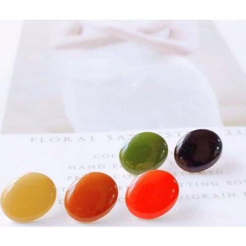 Enamel Oval Alloy Stud Earring Finding Components Eardrop Simple Style DIY Jewelry Accessories Handmade Materials 6pcs