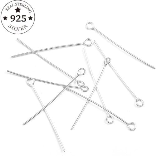 925 Sterling Silver Findings Eye Head Pins 15 20 30 40mm Eye Pins Needles Beads Supplies For DIY Jewelry Making Accessories