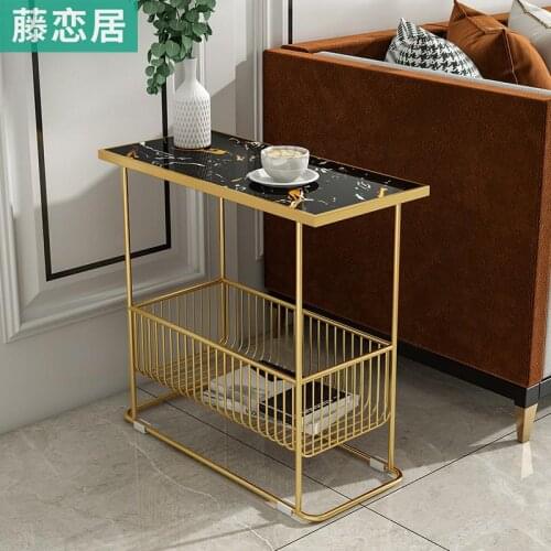 Nordic Sofa Side Marble Side Table Cabinet Light Luxury Bedroom Bedside Creative Small Square Side Table Simple Coffee Table Cor