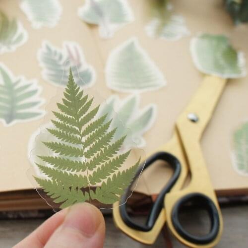 28pcs Tropical Green Plant Fern Leaves Style Sticker Scrapbooking DIY Gift Packing Label Decoration Tag