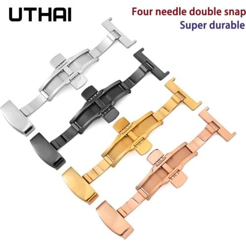UTHAI P51 Watch clasp Push Button Hidden Clap Four needles High quality 316L steel Strap buckle Butterfly buckle