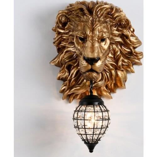 Vintage Luxury Lion Shade LED Wall Lamps for Home Modern E27 Decoration Loft Wall Light Bedroom Indoor Lighting Wall Sconce Lamp
