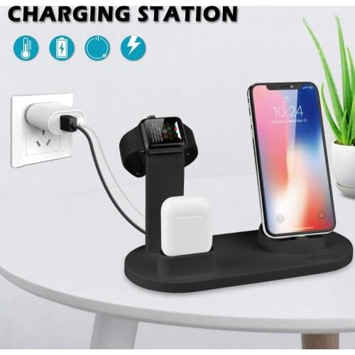 3 in 1 Charging Dock Holder For Apple Watch iPhone X XS XR MAX 7 8 Plus Airpods Dock Wireless Charger Stand Station Mounts Base