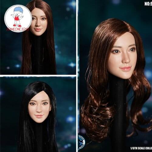 1/6 Female Head Sculpt SUPER DUCK SDH022 Model Black Straight Hair brown Curly Hair Fit 12" Phicen TBL Suntan Figure Body