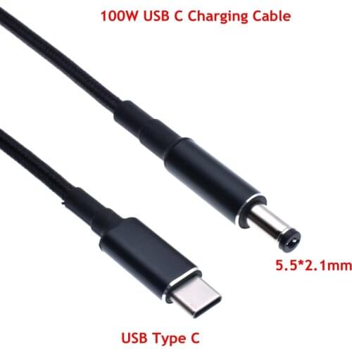 1.8m USB 3.1 Type C to DC 5.5*2.1MM PD Emulator Trigger Charge Cable ,USB-C to 5521 100W cable 5A