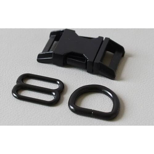 10 Sets Metal Buckle Adjust Buckle (Metal Buckle+8 Buckle+D Ring/Set) Manufacturer Zinc Alloy 20mm Black High Quality Plated