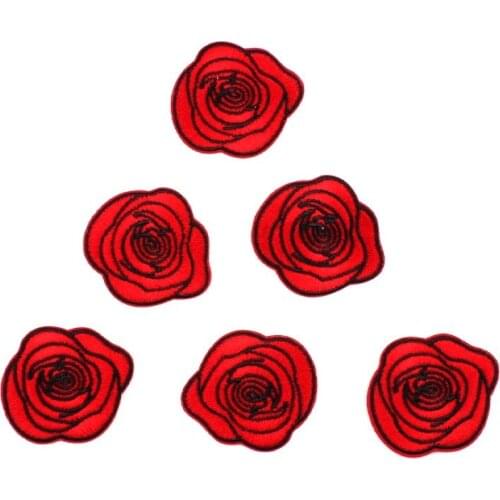10pcs Iron On Rose Flower Patch Embroidery Clothes Stickers DIY Sewing Jeans Backpack Shoes Coats Badge Fabric Appliques
