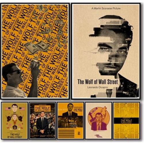 19 Designs Movie The Wolf of Wall Street Kraftpaper Poster Home Decal Art Painting Funny Wall Sticker for Coffee House Bar