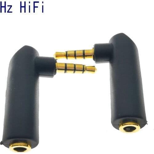 2PCS Gold plated 4Pole Male Audio Stereo Plug Jack Adapter Connector L Shape Right Angle Connector 3.5 jack Female to 3.5mm