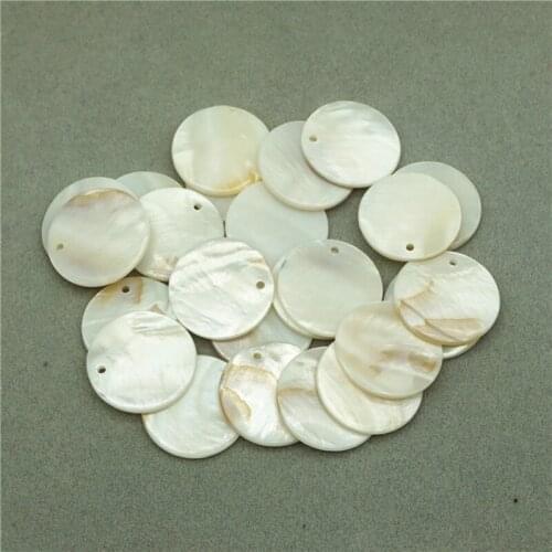 20pcs/lot 35MM Round Natural White Shell Beads Fit Jewelry Earring Making Loose Shell Beads With Hole DIY Jewelry Findings