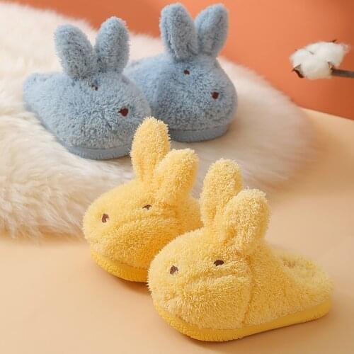 2021 Childrens Cotton Slippers Girls Cartoon Indoor Cute Soft Bottom Non-slip Warm Plush Slippers Rabbit Slippers Plush Slippers