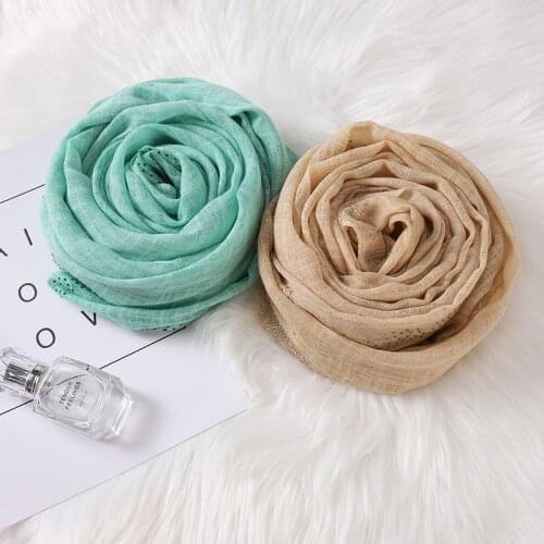 80*180CM Hot Rhinestone Gold Powder Slub Yarn Scarf Womens Malay Indonesian Gauze Pack Headscarf Cover Headscarf Wholesale