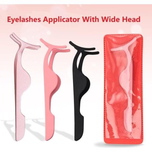 Wholesales 30/50/100Pcs False Eyelashes Applicator with Wide Head Tweezers Metal Eyelash Extension Multi Function Makeup Tools