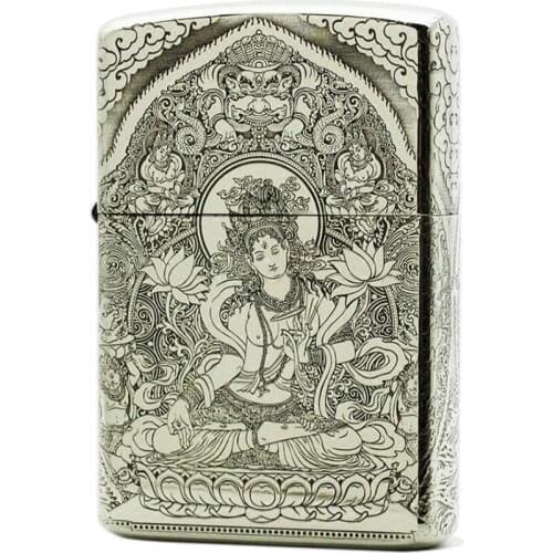 Arya Avalokiteshvara Kerosene gasoline petroleum oil cigarette lighter Buddhism boutique igniter(Handed -Made Sculpt 4 to 7 Day)