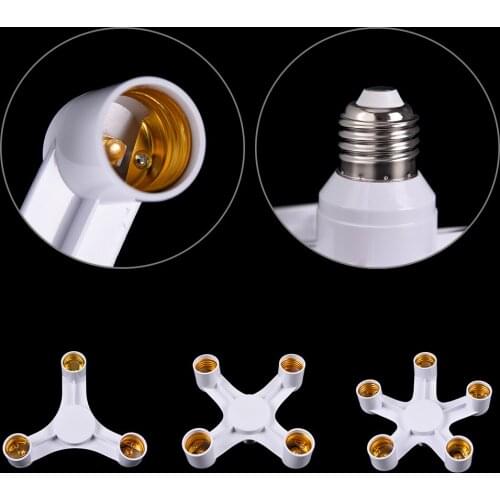 White Screw Lighting Fixture E27 To 3/4/5 E27 Base Adapter Converter 3/4/5 In 1 E27 Bulb Adapter Splitter Pendant Lamp Holder